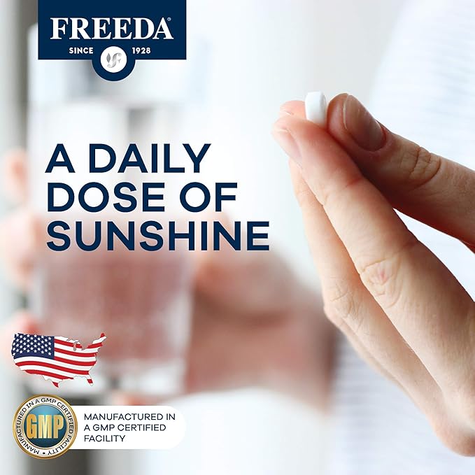 FREEDA Vitamin D3-2000 IU – High-Potency Vitamin D for Bone Strength & Immune Support – Easy-to-Swallow Tablets – 100 Tiny Tablets
