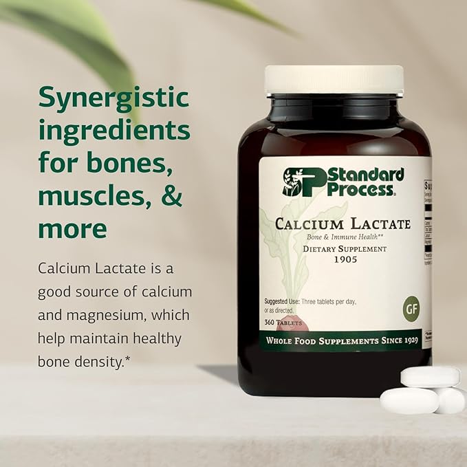 Standard Process Inc. Calcium Lactate - Immune Support and Bone Strength - Bone Health and Muscle Supplement with Magnesium and Calcium - 360 Tablets