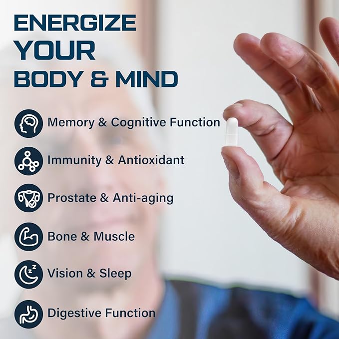 Men Multivitamins 50 Plus - Daily Multivitamin for Men with Fermented Herbal Extracts & 43 Nutrients - Mens Vitamins Supports Memory & Brain, Energy, Bone Health (2 Pack)