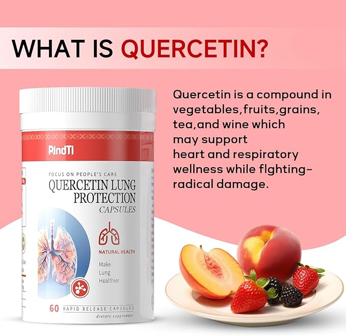 Quercetin with Bromelain,Quercetin 500mg Capsules,Immune Health,Respiratory Wellness,60 Capsules