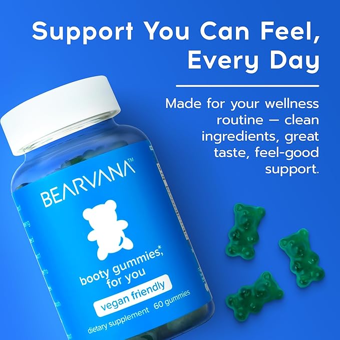BEARVANA Peach Support Gummies for Women | Fitness Supplement | Boost Confidence | 9 Herbal Extracts Including Maca Root, Fenugreek and Ginger Root | Essential Vitamins | Berry Flavor | 60 Gummies