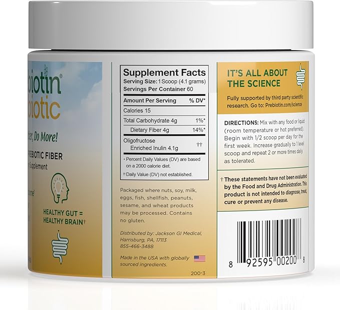 Prebiotin Prebiotic Fiber Supplement Powder – 8.68 oz – Supports Digestive Health & Weight Management – High Fiber, Boosts Probiotics, Reduces Hunger – All-Natural, Gluten-Free
