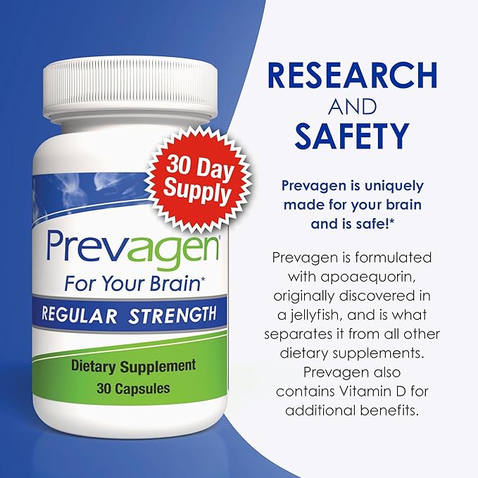 Prevagen Regular Strength 10mg, 30 Capsules |2 Pack| with Apoaequorin & Vitamin D with Attractive and Stackable Prevagen Storage Box