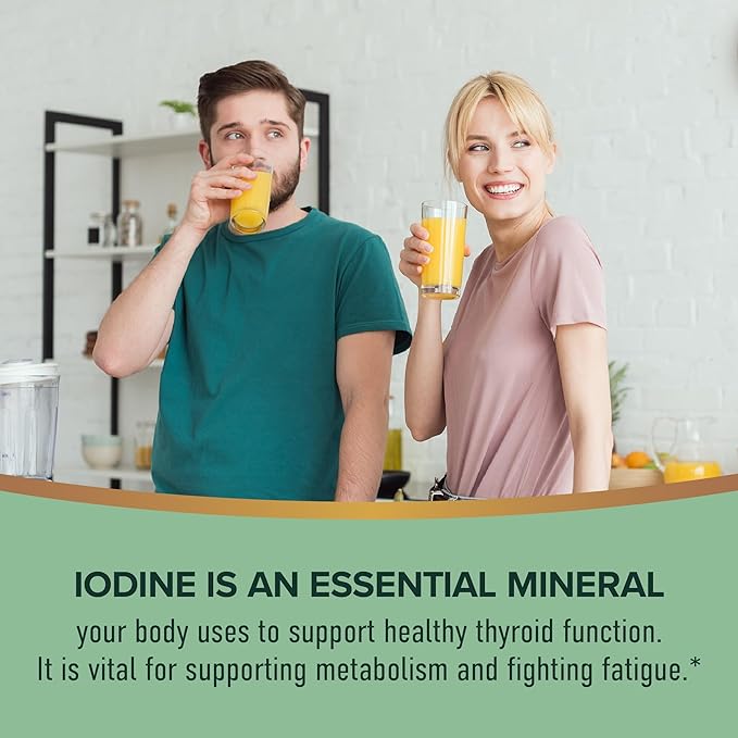 Organic Iodine Liquid for Thyroid Support | Nascent Iodine Supplements | USDA Certified Organic | Decolorized Potassium Iodide Liquid for Thyroid Support | 1100 mcg | 2 Fl Oz, Over 1-Year Supply