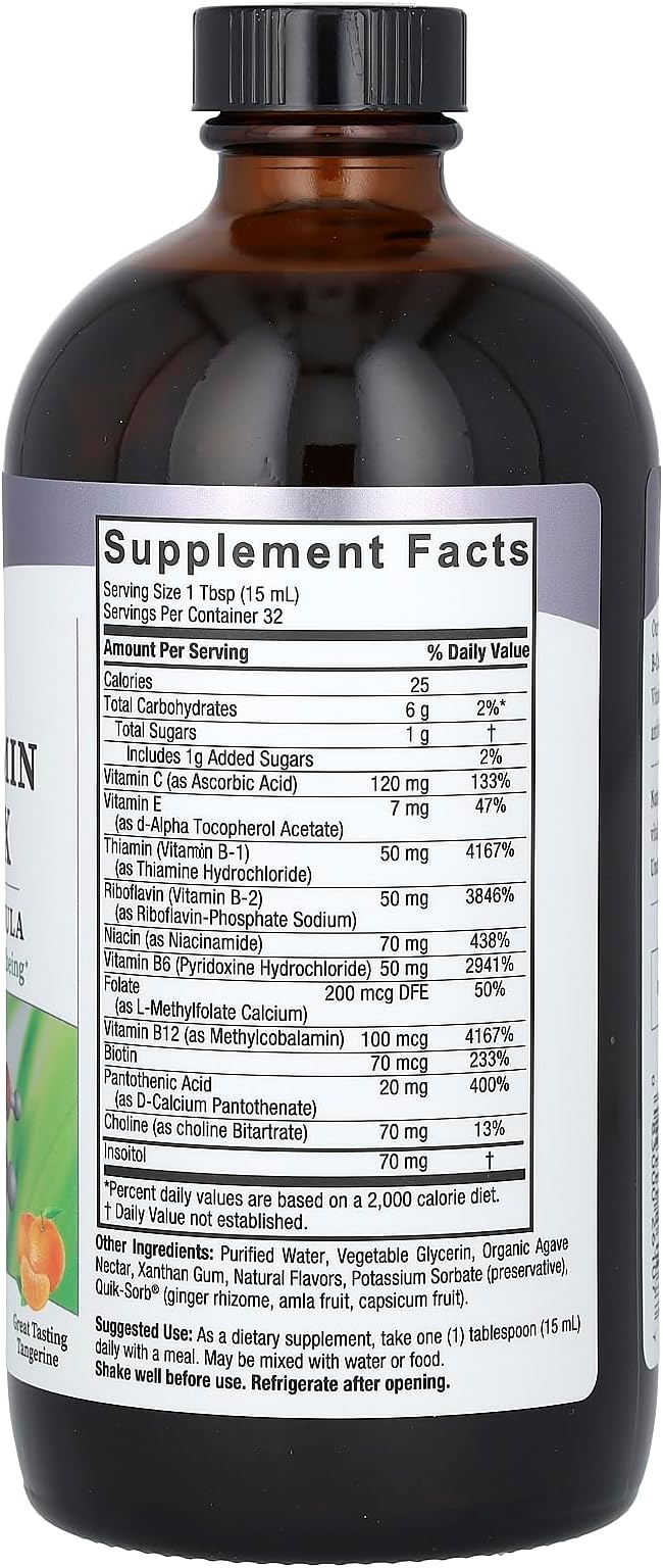 Nature's Answer Liquid Vitamin B-Complex Supports Healthy Energy Levels | Promotes Healthy Nerve Function | All-Natural Tangerine Flavor | Gluten-Free & Benzoate-Free 16oz