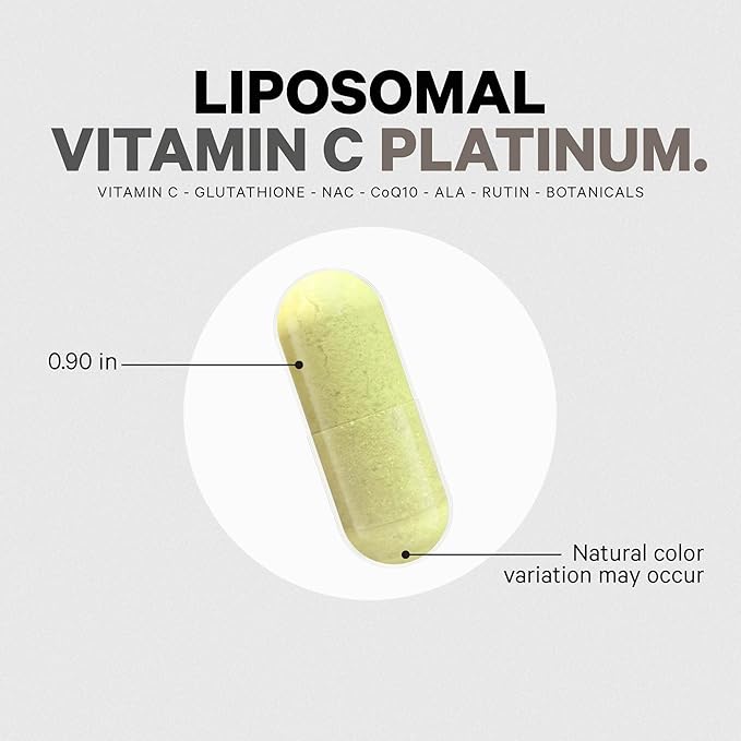 Codeage Liposomal Vitamin C+ Platinum - 1000 Mg Vitamin C Vitamins, Glutathione, NAC (N Acetyl Cysteine), Resveratrol, CoQ10, Rutin, Elderberry, Quercetin, Rosehip, Citrus Bioflavonoids - 180 Capsules