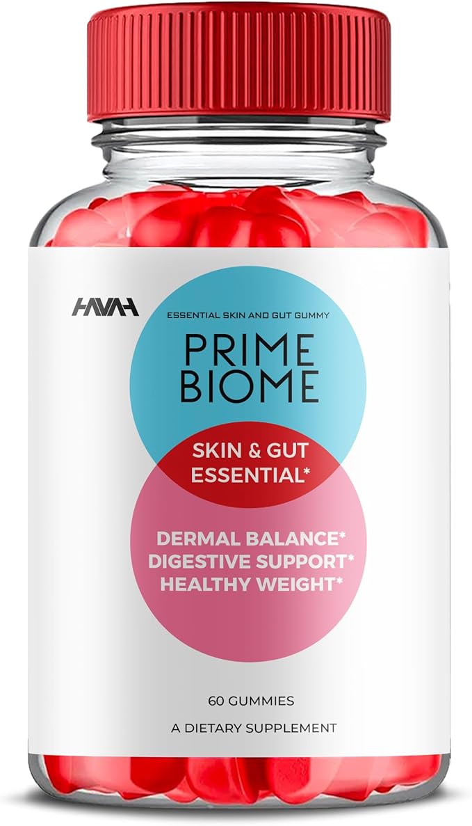 Prime Biome Gummies PrimeBiome Skin & Gut Support Gummy Formula, PrimeBiome Overall Health & Wellness Vitamin B12 B6 Folic Acid Support Supplement, Prime Biome Advanced Supplement Formula (60 Gummies)
