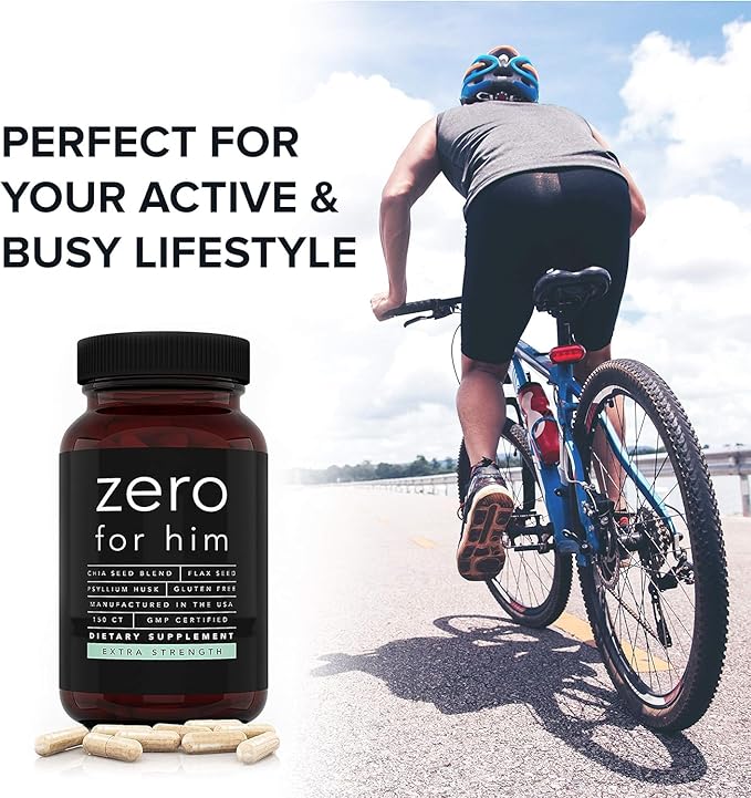 California Basics Extra Strength Fiber Supplements for Men (150 Count) - Daily Dietary Chia Flaxseed Psyllium Husk Vegan Capsules - High Fiber Supplement Pills Zero for Him Fiber Pills