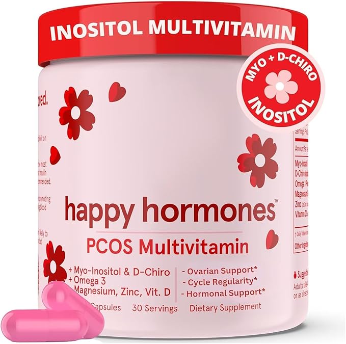 Happy Hormones PCOS Multivitamin Prebiotic Probiotic Blend Vaginal Health 120cap - Made in USA