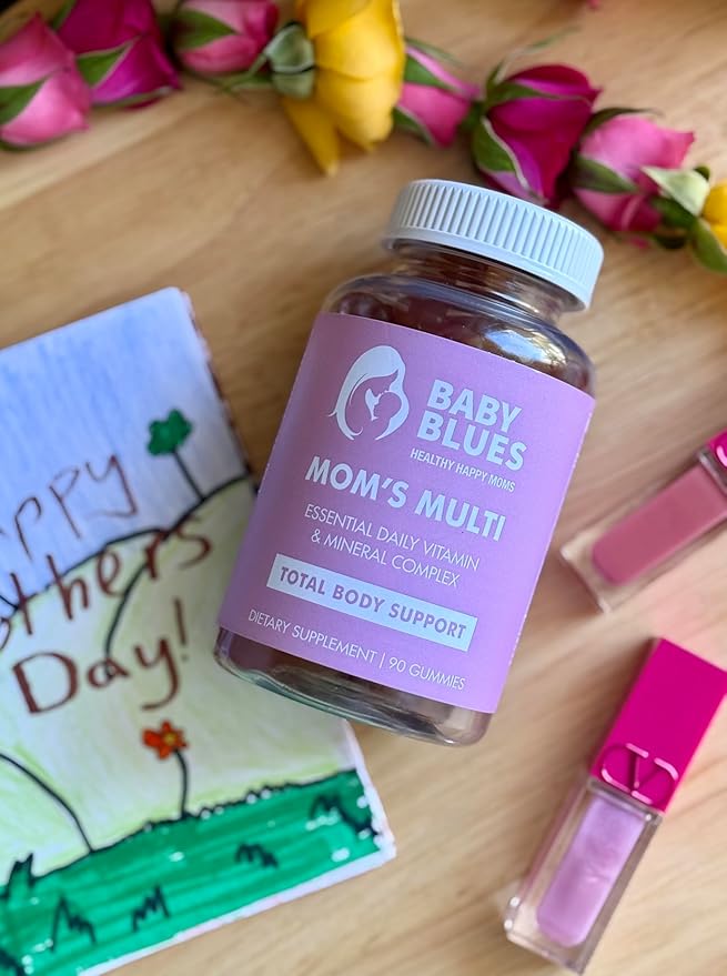 Baby Blues Women's Multivitamin Gummies – Daily Energy, Immune, Mood & Beauty Support – Vegan Chewable Supplement for Moms with Biotin, Vitamin C, D3, B12, Zinc & Iron