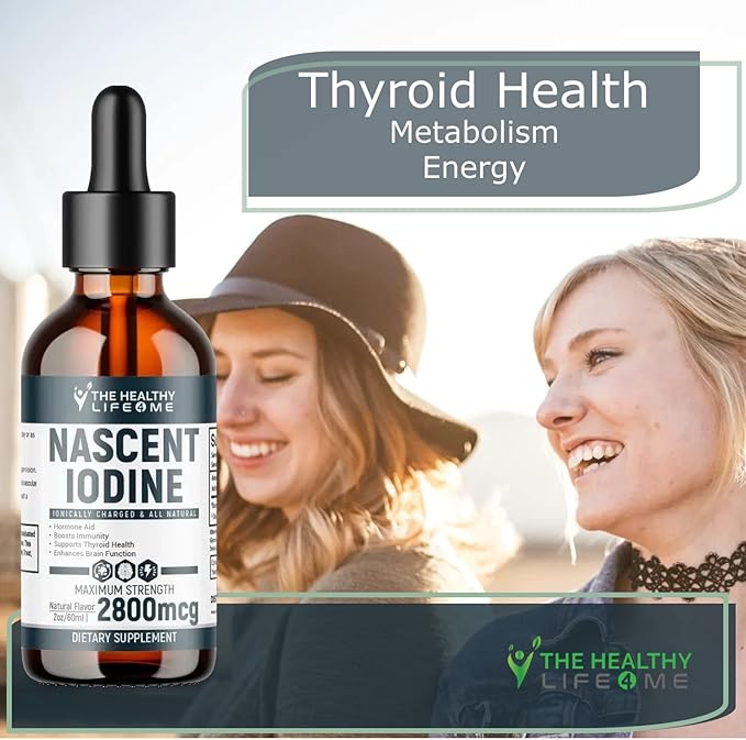 Nascent Iodine Supplement | 2800mcg | Potassium Iodide | Iodine Drops | Vegan | Clear Color | Large 2oz