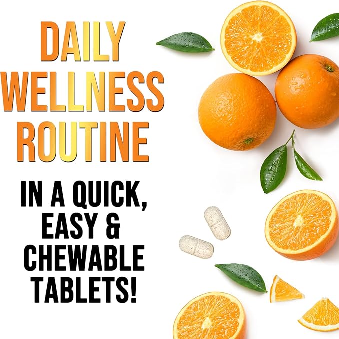 Vitamin C 1000mg Chewable Supplement - Extra Strength Immune Support Vitamin C Dietary Supplement with Rose HIPS, Nature's VitaminC Antioxidant Support, Natural, Vegan, Orange Flavor - 120 Tablets