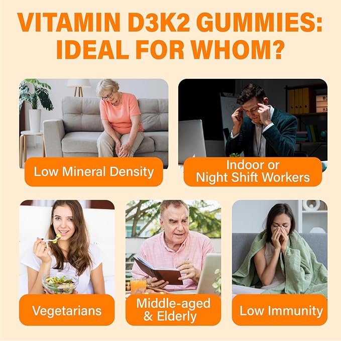 Vitamin D3 Supplement 10000IU for Adult - Vitamin D3 5000IU / 10000IU Gummies with K2, Methyl B12, Calcium, Magnesium, Zinc and Elderberry for Women & Men - Sugar-Free, Vegan Vitamin D Gummies