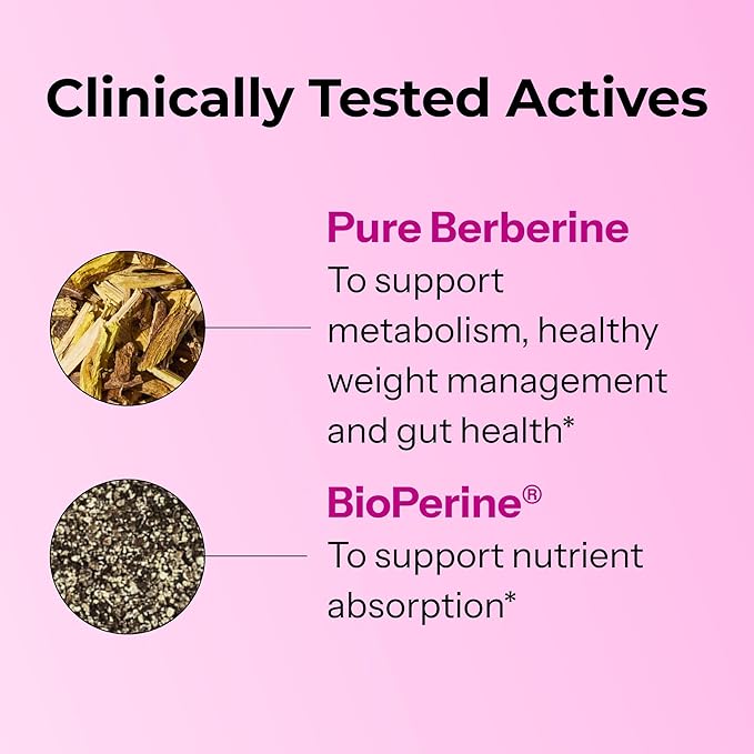 HUM Best of Berberine Supplement 1200mg - Advanced Bioavailability, Pure Potency for Metabolic Wellness, Enhanced with BioPerine for Maximum Absorption (60 Capsules)