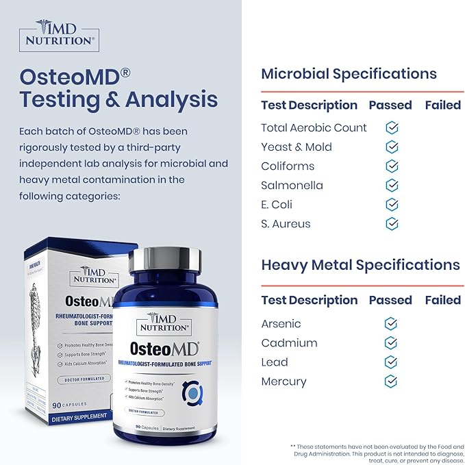 1MD Nutrition OsteoMD for Comprehensive Bone Support | with Calcium Hydroxyapatite, Vitamin D3 & K2 | 180 Capsules (2-Pack)