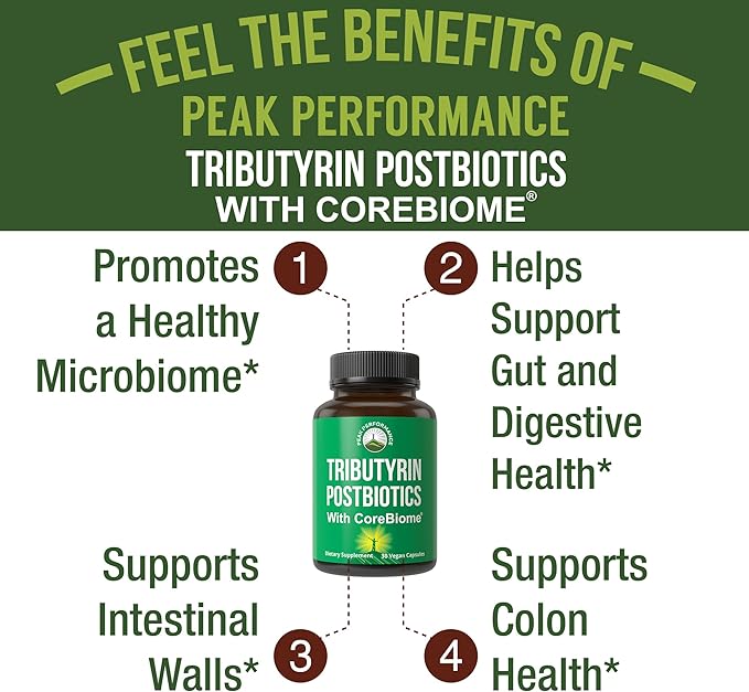 CoreBiome Tributyrin Postbiotic Supplement Clinically Tested For Gut Health. More Effective than Sodium Butyrate Capsules. High Bioavailability Post Biotics For Digestive, Leaky Gut, Colon, Microbiome