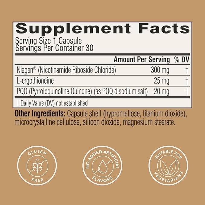 Swisse NAD+ Pro Anti-Aging | Featuring Clinically Proven 300mg Niagen® | L-Ergothioneine & PQQ | Supports Beauty, Longevity & Vitality | 30 Capsules