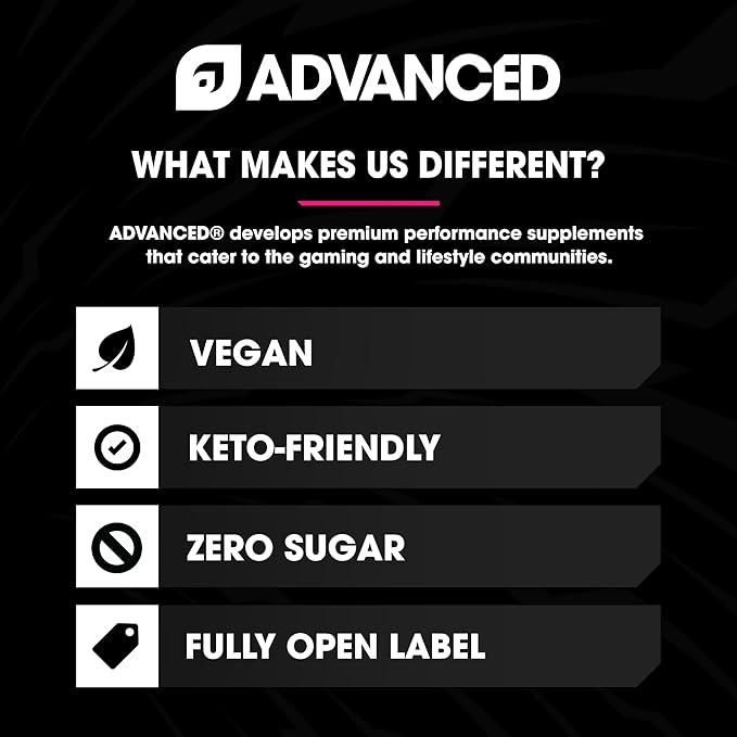 Advanced Energy - Energy Boosting Formula with Electrolytes for Hydration - L-Theanine to Combat Jitters - Sugar Free & Keto Friendly - No Maltodextrin (40 Servings) (Rocket Pop)