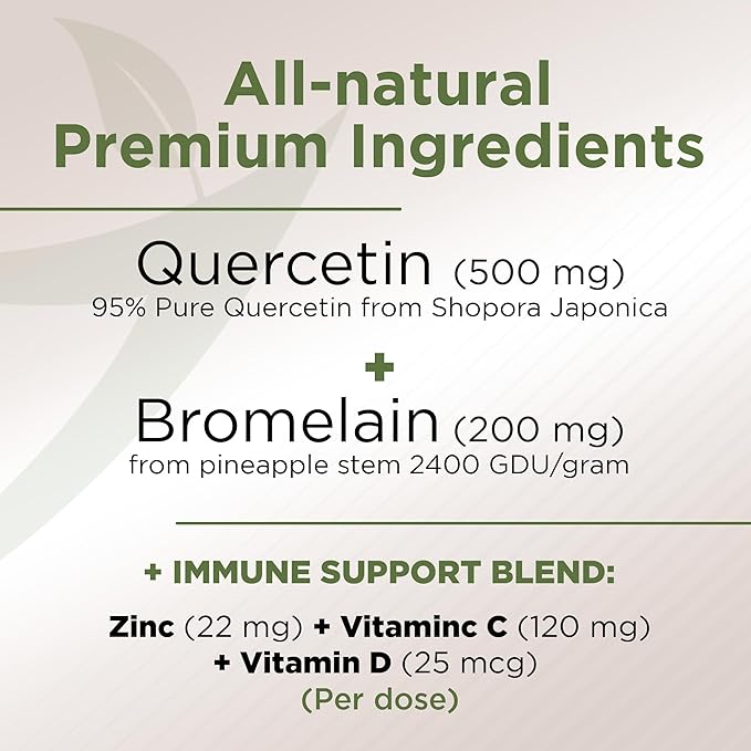 Gade Nutrition Quercetin with Bromelain Vitamin C and Zinc Vitamin D3 | Immune Support Supplement in Capsules | Non-GMO, Gluten-Free, Vegan | Made in The USA | 2 Month Supply
