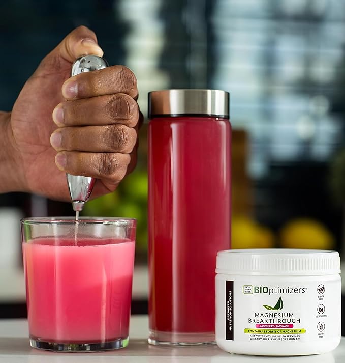 BIOptimizers Magnesium Breakthrough Drink - 8 Forms of Magnesium, Electrolytes, Sleep Health, Stress, Muscle Recovery, Heart Support | Glycinate, Citrate, Malate - Fruit Punch