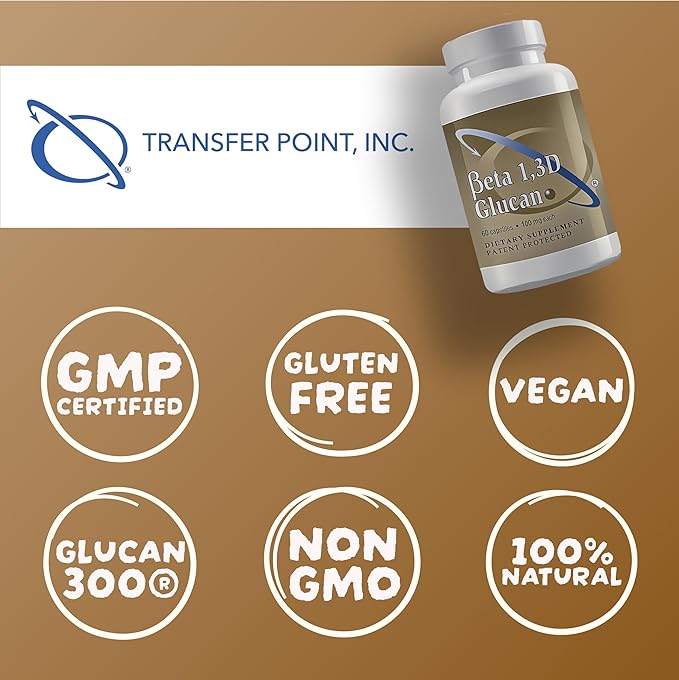 Immune Support Supplement Highly Purified Beta Glucan 100 mg per Capsule (beta-glucan Fiber) (Pack of 2)