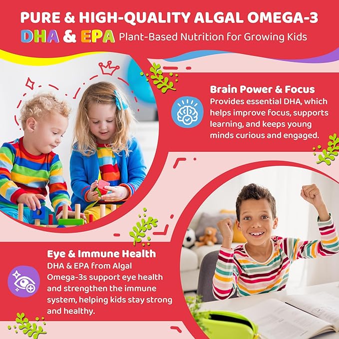 Vitamin D3 K2 + Calcium Liquid-filled Gummies for Kids & Teens, 1000IU/2000IU D3 with Magnesium, Algal Omega 3, Vitamin for Kids for Bones & Teeth, Calcium Absorption, Brain, Immunity,Sugar-Free,2Pack
