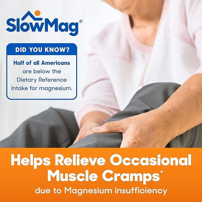 SlowMag Mg Muscle + Heart Magnesium Chloride with Calcium Supplement, 60 Count