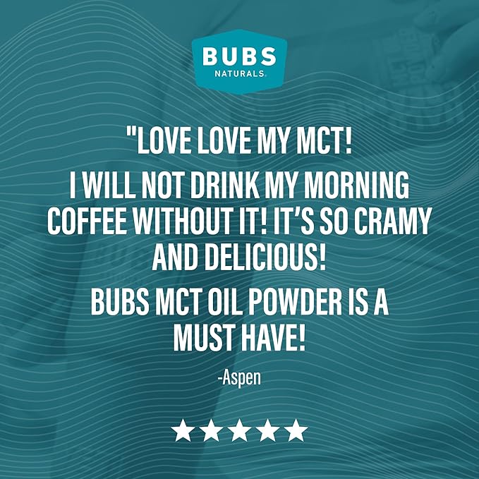 BUBS Naturals MCT Oil Powder Packets - Medium Chain Triglycerides - Keto Vegan & Paleo Friendly - Healthy Coconut Fats + Low Carb - Dairy-Free Energy Source - includes 14 Travel Packets
