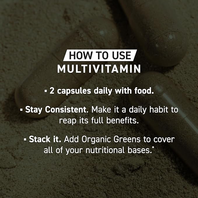 Kaged Multivitamin Capsules | Unflavored | Whole Foods Organic Fruits & Veggies | Plant Based Vegan Multivitamin | Vitamin C, D, E, B12 | Supplements for Men & Women | 30 Servings