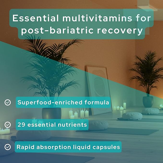 Bari Liquid Force One a Day Bariatric Multivitamin with Iron – Rapid Absorption Gel Caps for Gastric Sleeve, Bypass, Duodenal Switch – Superfood Blend - Bariatric Must Haves for Women & Men