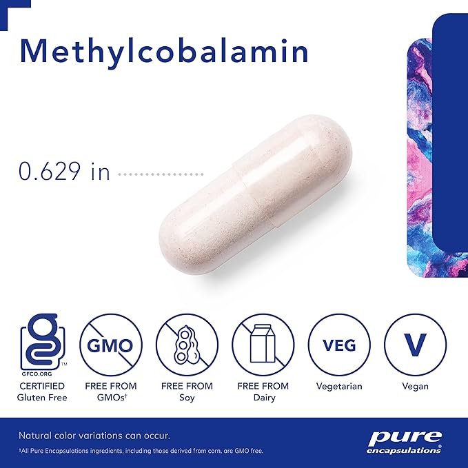 Pure Encapsulations Methylcobalamin 1,000 mcg - Vitamin B12 Supplement to Support Memory & Nerve Health - Premium Vitamin B12 Capsules - 60 Capsules