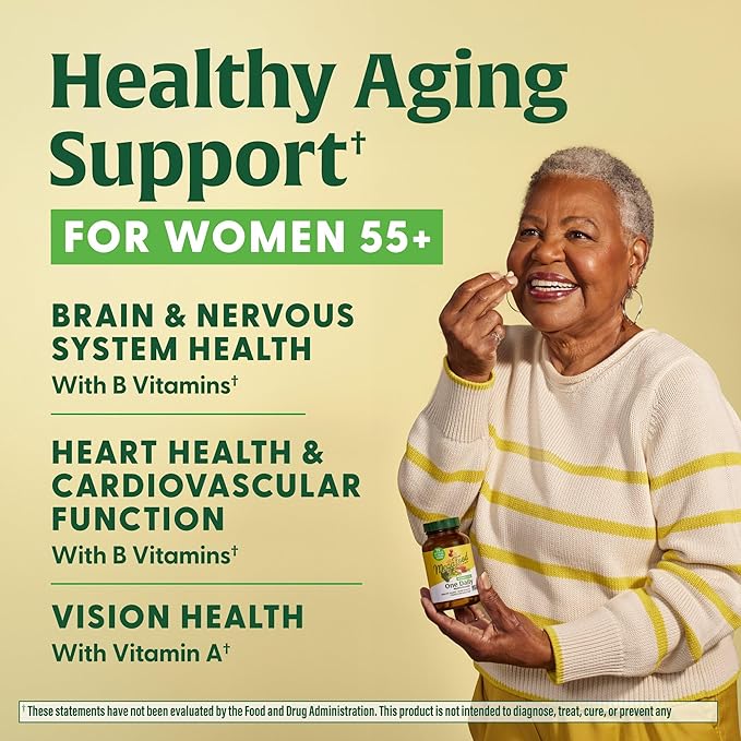 MegaFood Women's 55+ One Daily Multivitamin for Women - with Vitamin A, C, D3 & E for Optimal Aging Support - Plus Real Food - Bone & Immune Support Supplement - Vegetarian - 60 Tabs