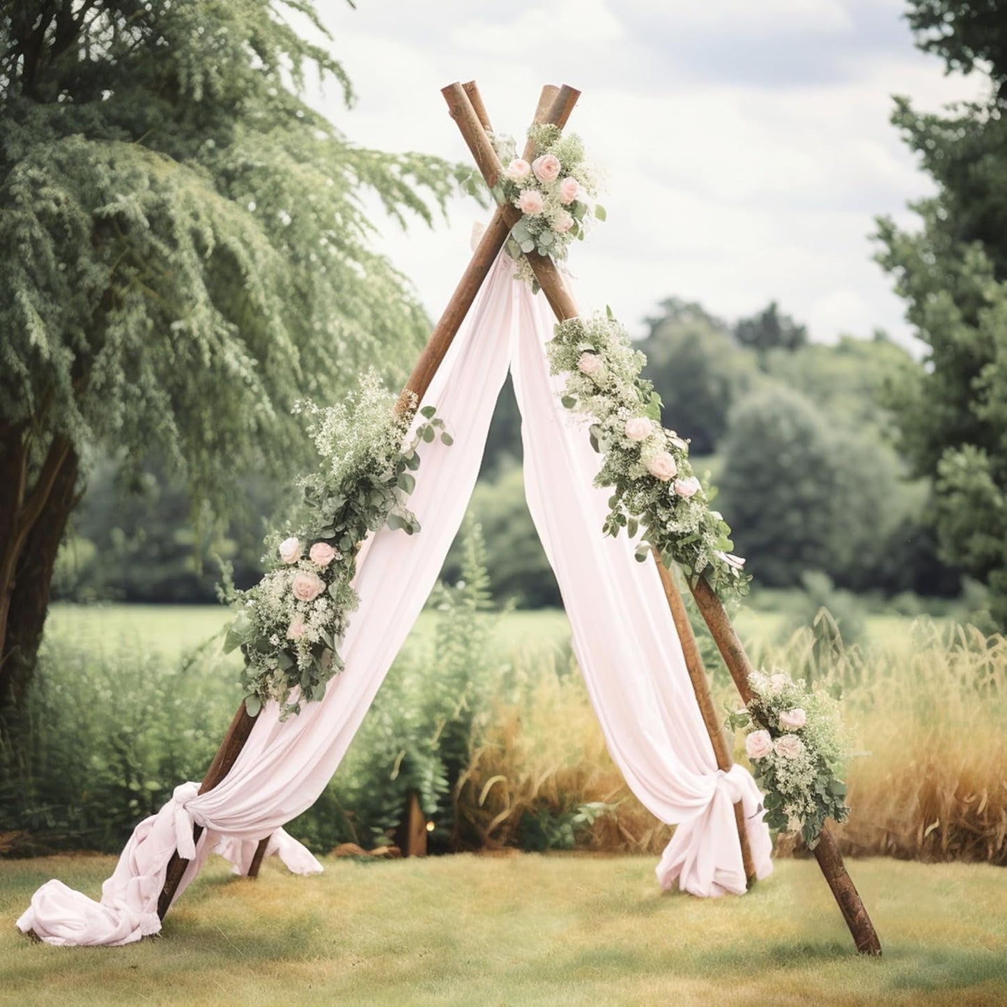 30" x 20Ft Wedding Arch Draping Fabric, 1 Panel Blush Sheer Curtain Drapes Extra Wide & Long Backdrop Curtains for Wedding Arch Ceremony Birthday Party Decorations