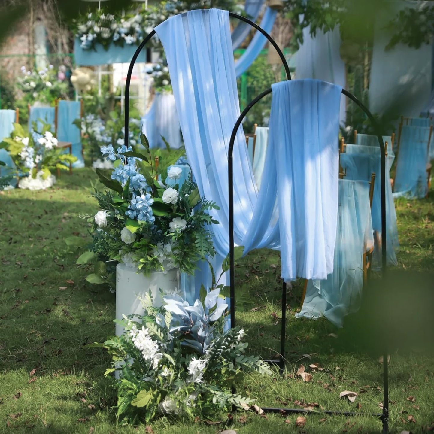 Wokceer Wedding Arch Draping Fabric 6 Panels 28.7" x 20FT Dusty Blue Drapes Sheer Fabric Backdrop Arch Draping Fabric for Wedding Ceremony Birthday Party Bridal Shower Decoration