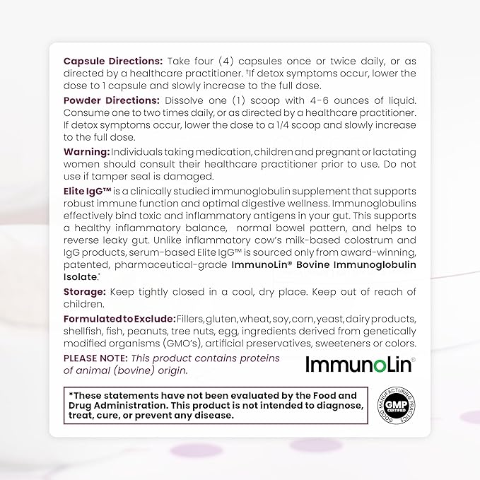 Pure Therapro Rx Elite IgG Immunoglobulin Supplement | 1100+ mg IgG, IGA & IgM Serum Derived Immunoglobulins (SBI) | Colostrum Supplement Alternative | Gluten, Dairy & GMO Free (60 Capsules)
