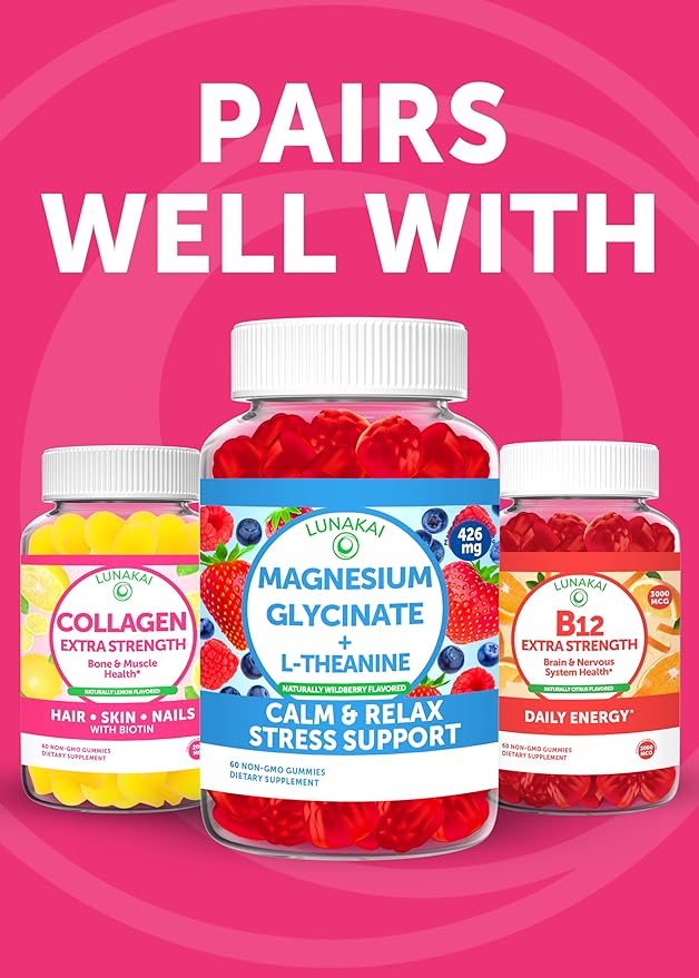 Lunakai USA Made Vitamin D3 K2 Gummies with Calcium for Women, Men & Kids - 3-in-1 Supplement for Wellness and Immune Support, Vegan 60ct