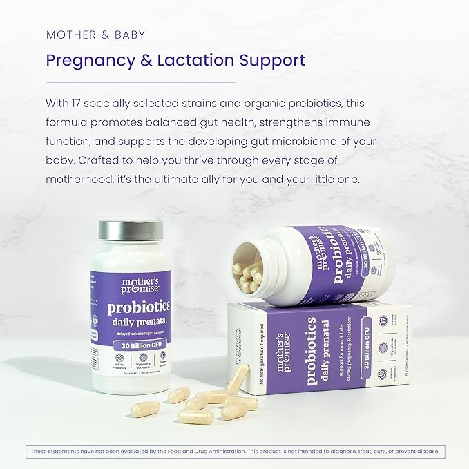 Prenatal Probiotics for Women | 30 Billion CFU, 17 Strains + Organic Prebiotics | Supports Digestion, Gut & Immune Health for Mom & Baby | Womens Probiotic for Pregnancy & Lactation | Vegan Capsules