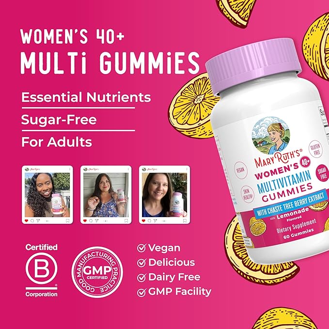 MaryRuth Organics, Sugar Free, Vegan Vitamin Gummy, Immune Support Daily Multivitamin + Chasteberry, Hair, Skin and Nail for Women, 60 Count, Pack of 1