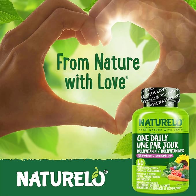 NATURELO One Daily Multivitamin for Women 50+ (Iron Free) - Menopause Support for Women Over 50 - Whole Food Supplement - Non-GMO - No Soy - 60 Capsules - 2 Month Supply