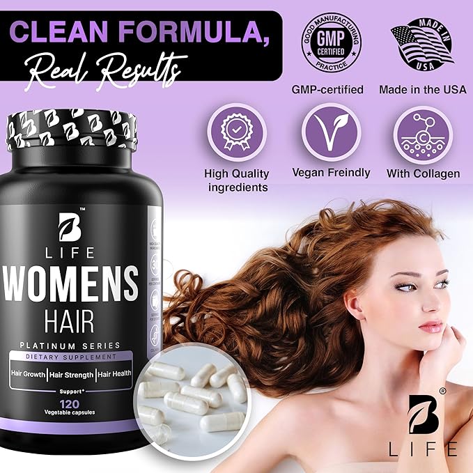 Hair Vitamins for Hair Loss for Women – Biotin for Hair Growth – Hair Loss Treatments for Women – Healthy Hair Skin and Nails –120 Capsules – 30 Servings