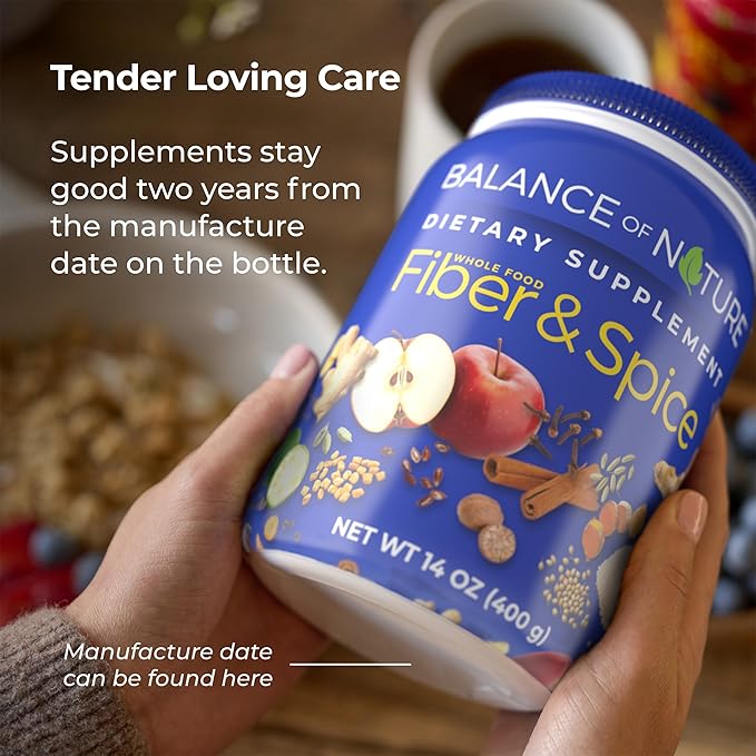 Balance of Nature Fiber & Spice - Psyllium Husk, Flax Seed, Turmeric & Apple - 30 Servings