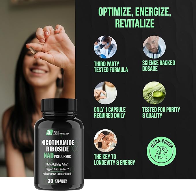 New NAD Supplement - Nicotinamide Riboside for Healthy Aging | Fast-Acting Natural NAD+ & NR Booster | NMN Alternative & Flush Free | Improve Organic Levels of NAD for Anti-Aging & Longevity