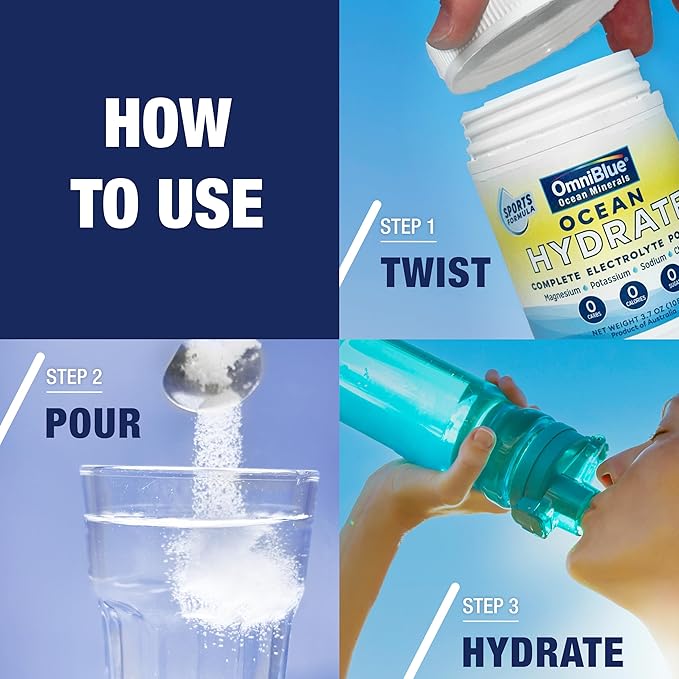 OceanHydrate Sports-Complete Electrolyte Powder |1500mg Chloride Electrolytes, 440mg Sodium, 375mg Potassium, 194mg Magnesium | Zero Calories, Zero Sugar | Keto and Paleo Supportive | 3.7oz