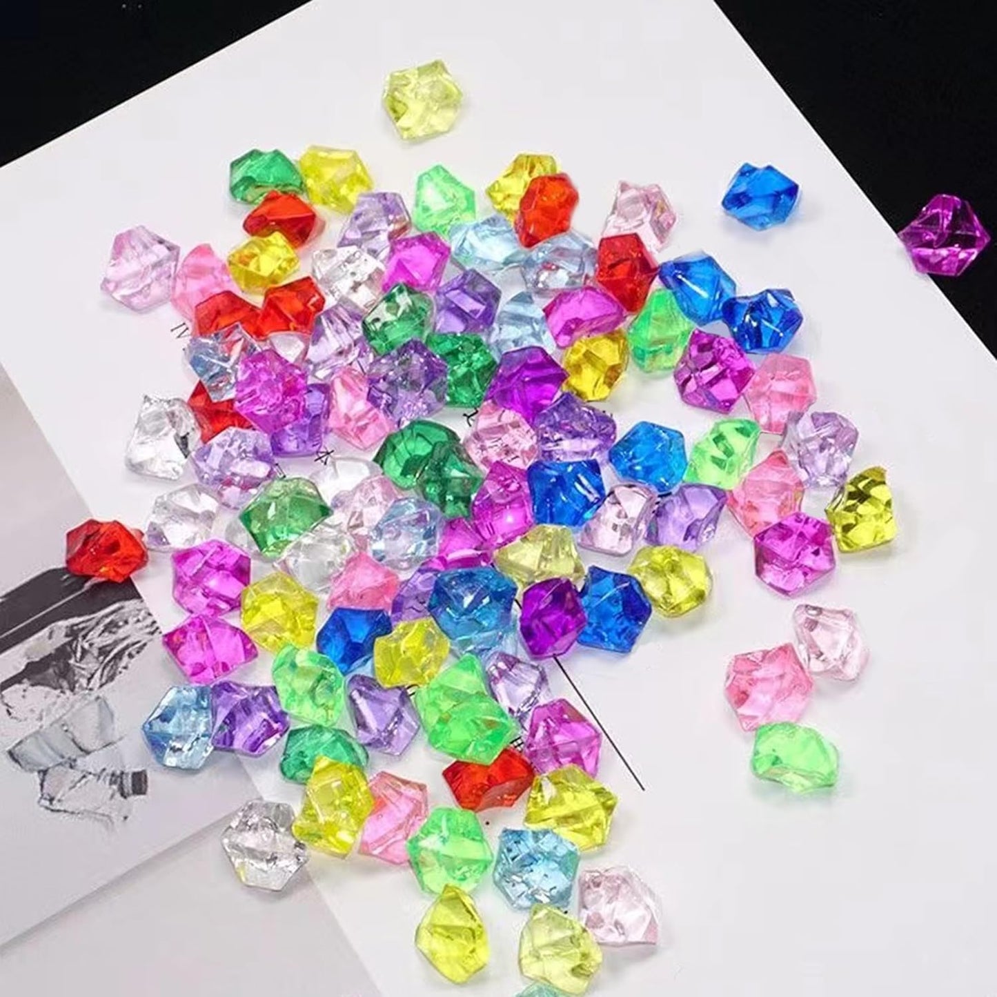 Fake Crushed Ice Cubes 1000pcs Multicolor Acrylic Crystal Rocks Multi Colored Fake Ice Rocks Acrylic Gems Stones for Easter Vase Fillers Mermaid Birthday Party Wedding Floral Arrangement Home Decor