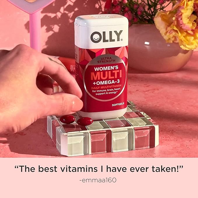 OLLY Ultra Women's Multi Softgels, Overall Health and Immune Support, Omega-3s, Iron, Vitamins A, D, C, E, B12, Daily Multivitamin, 30 Day Supply - 60 Count (Pack of 2)