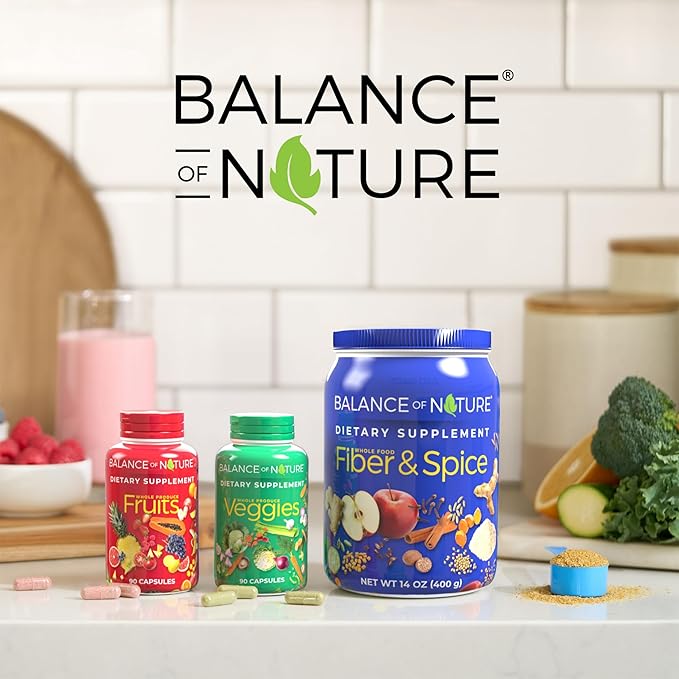 Balance of Nature Fiber & Spice - Psyllium Husk, Flax Seed, Turmeric & Apple - 30 Servings