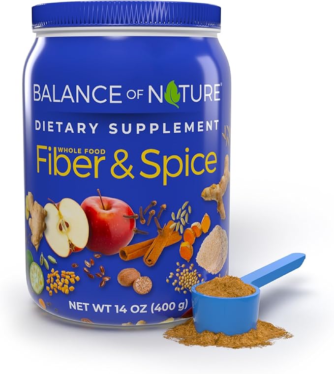 Balance of Nature Fiber & Spice - Psyllium Husk, Flax Seed, Turmeric & Apple - 30 Servings