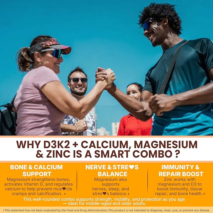 Vitamin D3 K2 Gummies & Turmeric for Women & Men, Vitamin D3 5000IU / 10000IU, K2 (MK-7) 200mcg Supplements with Turmeric 1200mg, Calcium, Magnesium, Zinc, Supports Bone, Teeth, Muscle & Immune, 2PACK