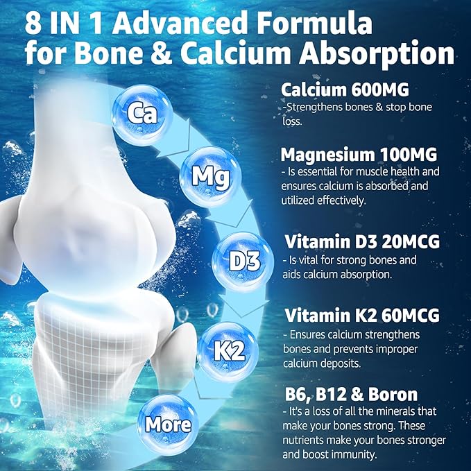 Calcium Gummies 600mg - Calcium Supplement for Women, Ocean Algae Calcium | Vitamin D3, K2, Magnesium | for Bone Strength, Muscle & Immnue | Sustainably Sourced Algae Calcium, 70+ Mineral, Vegan,2PACK