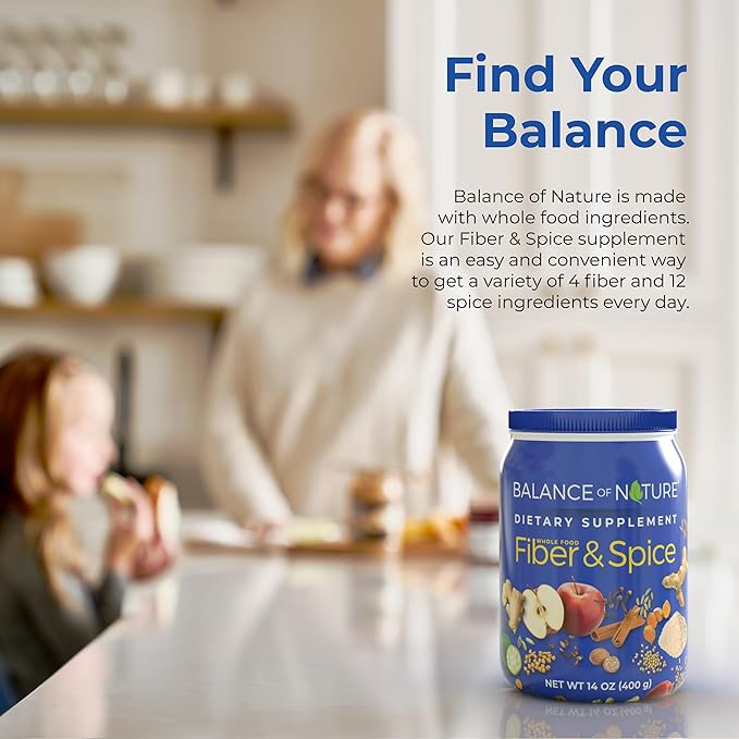 Balance of Nature Fiber & Spice - Psyllium Husk, Flax Seed, Turmeric & Apple - 30 Servings